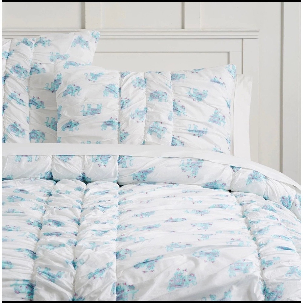 Lilly Pulitzer Pottery Barn Teen Twin XL Comforter Elephant Bazaar Blue Pink